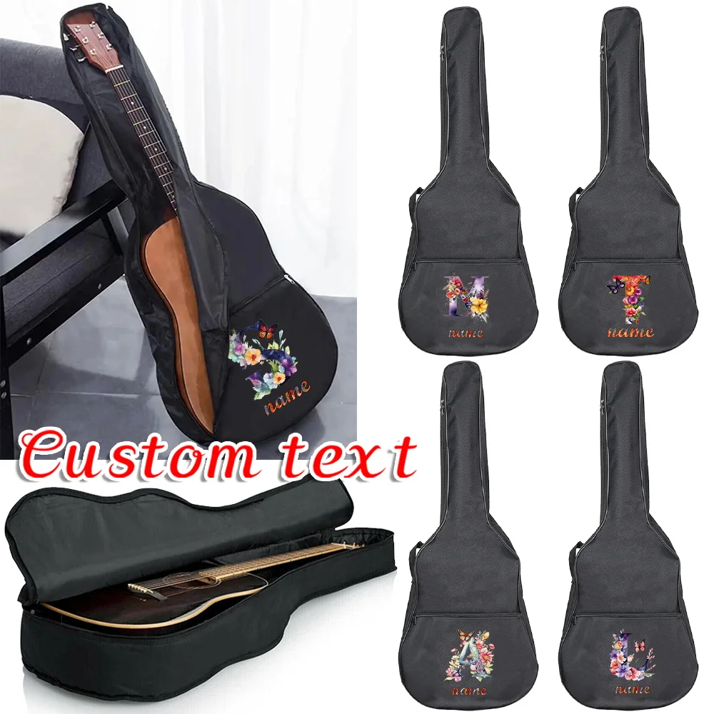 Personalized Customized Name Two-way Zipper Guitar Bag Waterproof Guitar Case Dustproof Comfortable Handle Nylon Pack 36-41inch