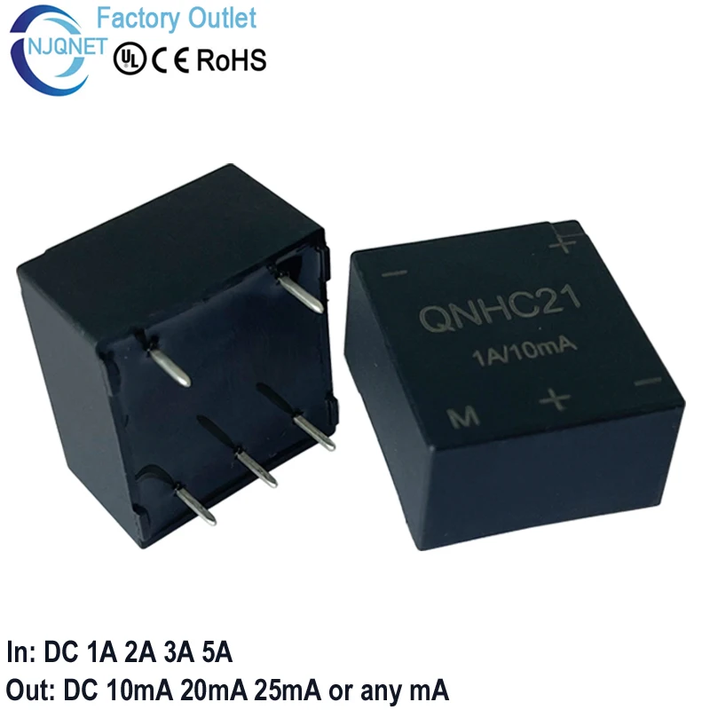 hall effect current transducer QNHC21 Input DC 1A 2A 3A 5A Output dc 10mA 25mA PCB ct current transformer hall current sensor