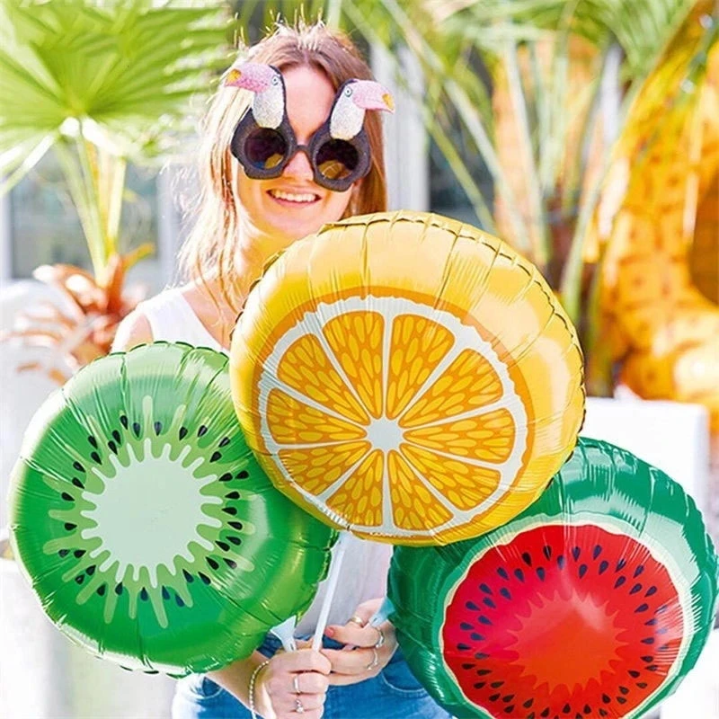 10pcs 18inch fruit aluminium foil balloon orange watermelon kiwifruit strawberry balloon toy birthday party decor helium balloon