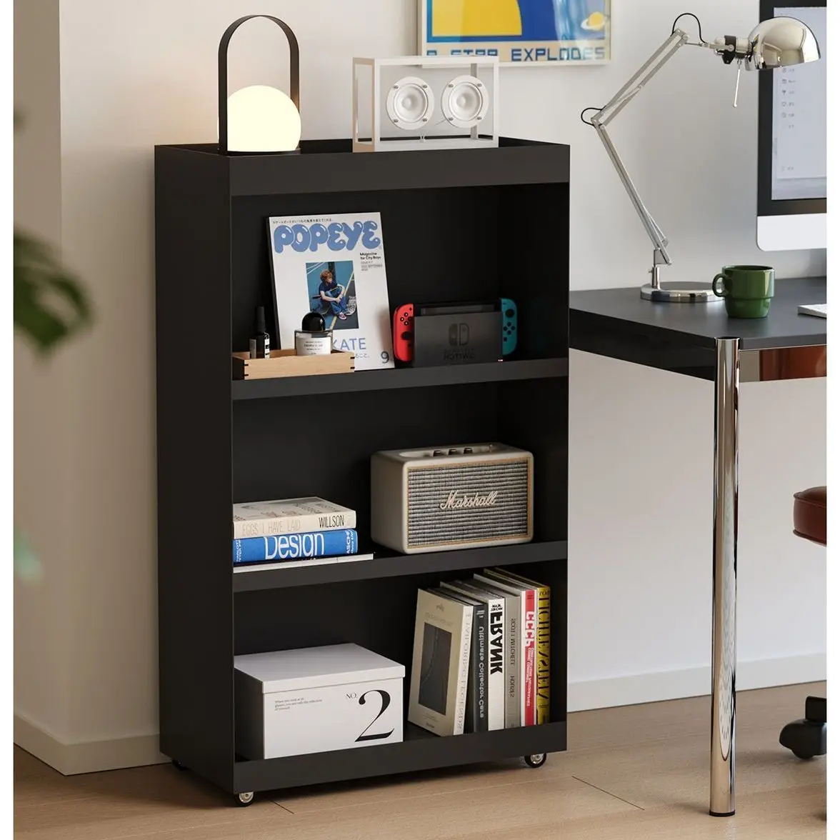 Shelf Nordic simple home floor bookshelf designer removable storage cabinet bedroom multi-layer storage rack