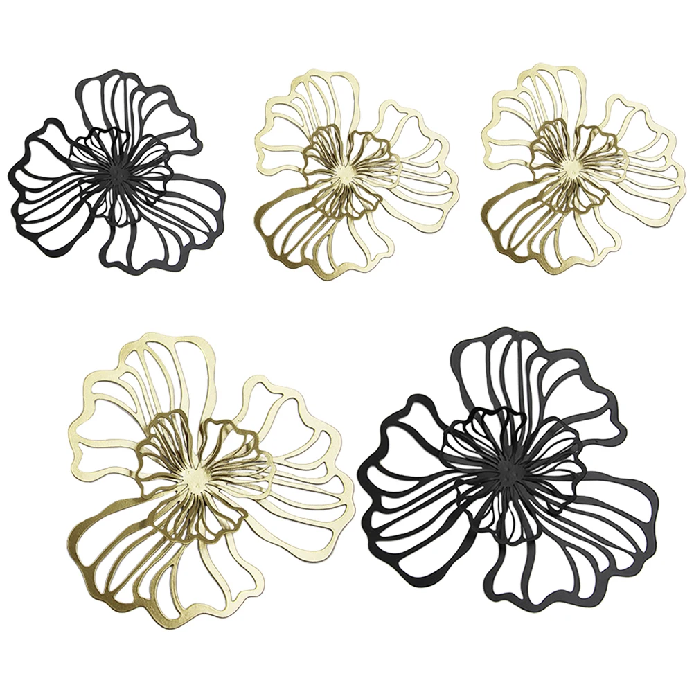 

5 Pcs Floral Wall Decoration for Living Room Home Hanging Metal Flower Ornaments Modern Decorations