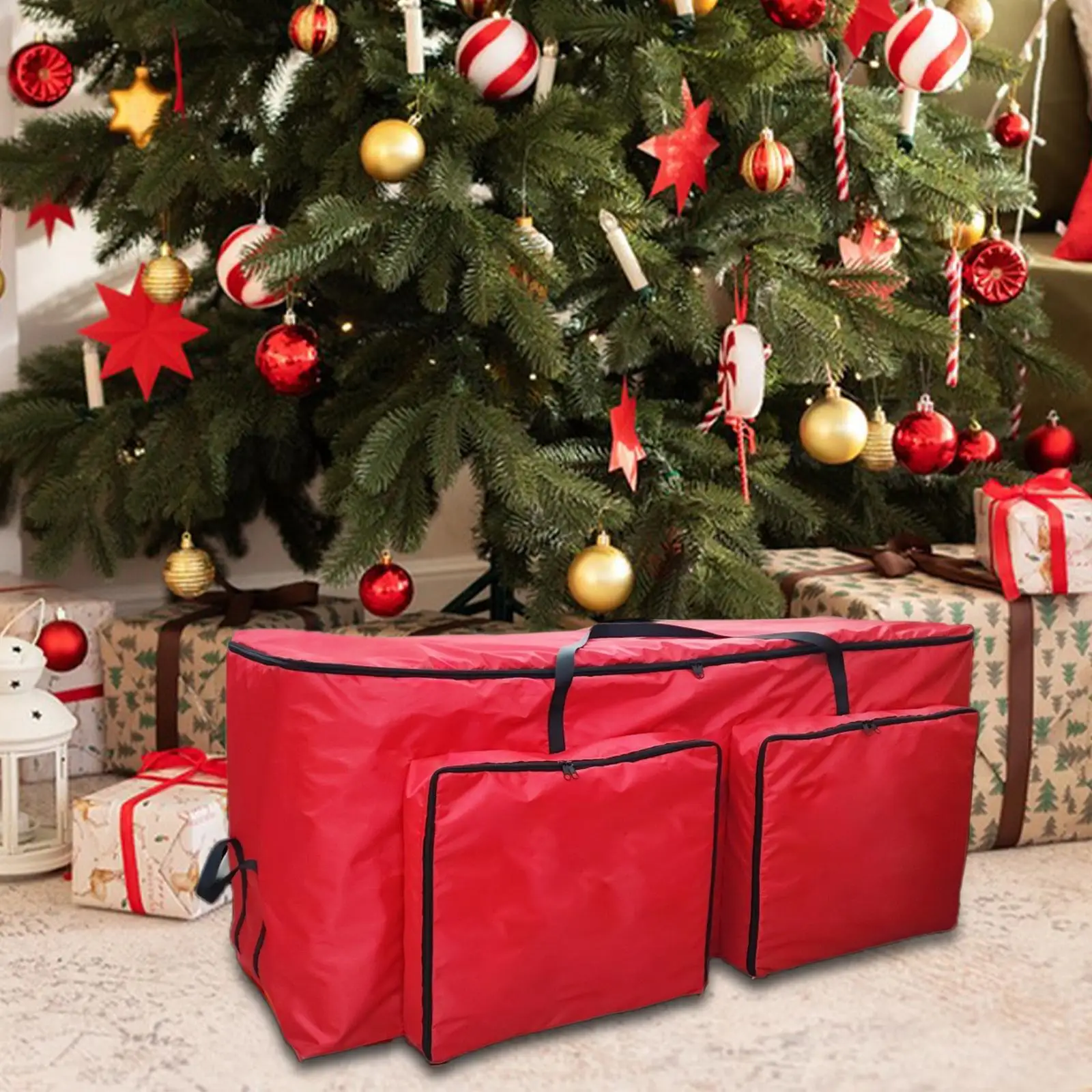 Christmas Tree Storage Bag Xmas Tree Bag Dustproof Zippers Oxford Fabric Large Capacity Holder for Holiday Decoration Wreath view 3