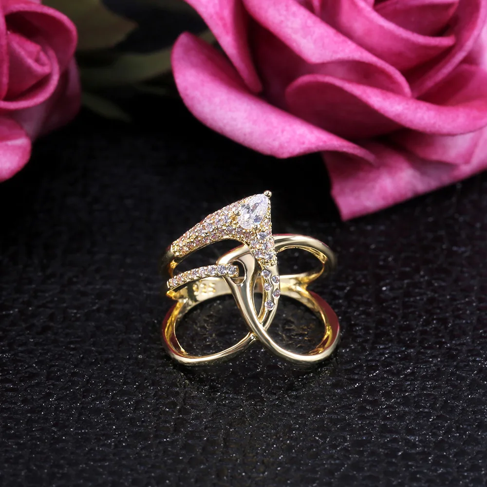 Luxury 925 Sterling Silver Irregular Magical Witch Ring Super Cool Hollow-out Gadget Golden Twist Winding Women Jewelry Gift