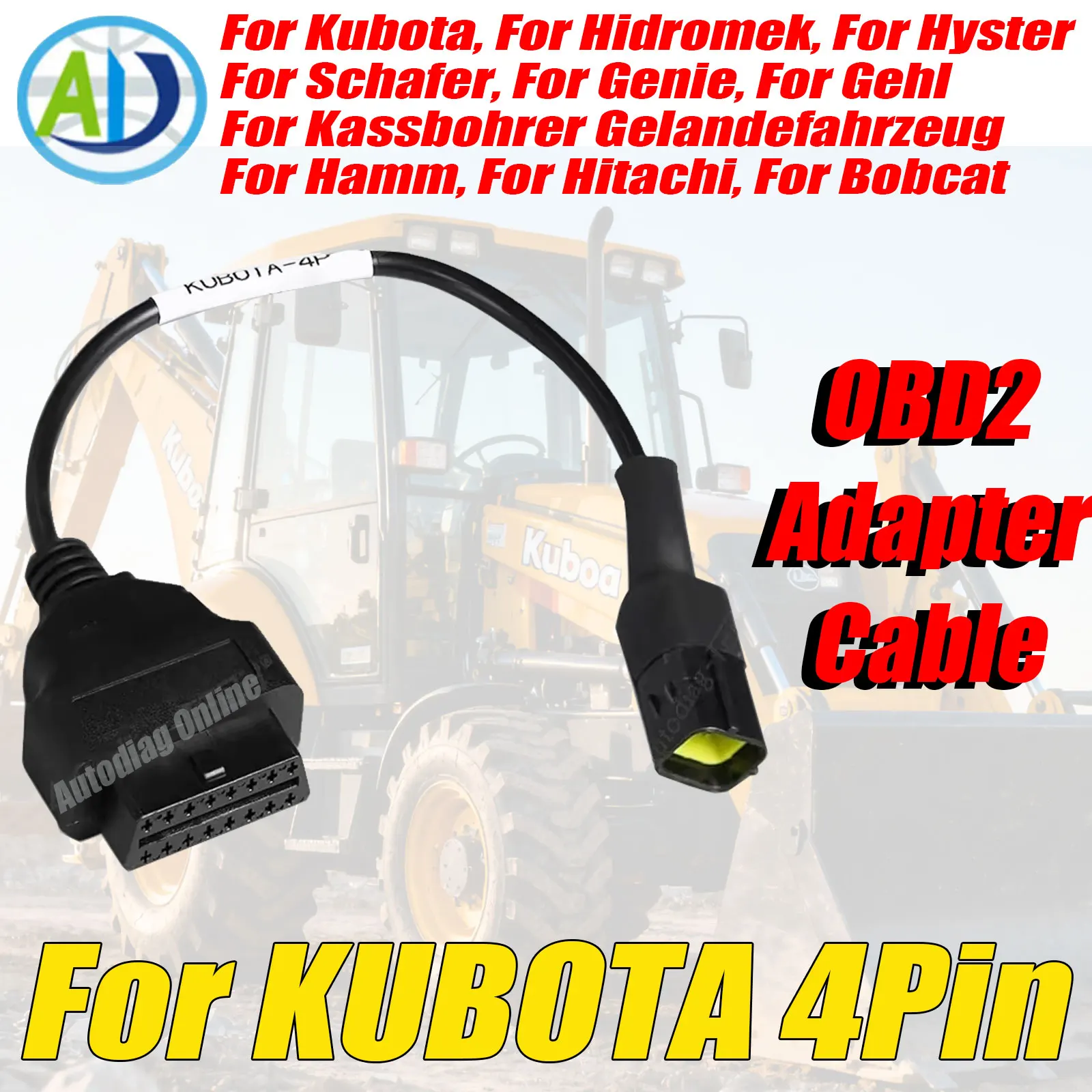 

For Kubota 4Pin OBD2 Diagnostic Cable Diagmaster Scanner For Python Interface Kubota Takeuchi For KUBOTA OBDII Diagnostic Cable