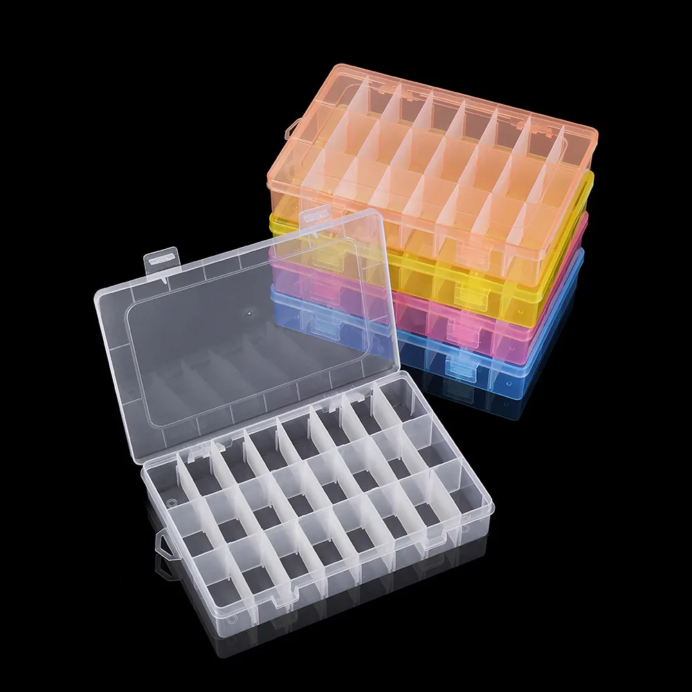 1Pcs 24 Grid Double Buckle Practical Transparent Plastic Box Detachable Multi Grid Classification Jewelry Accessorie Storage Box