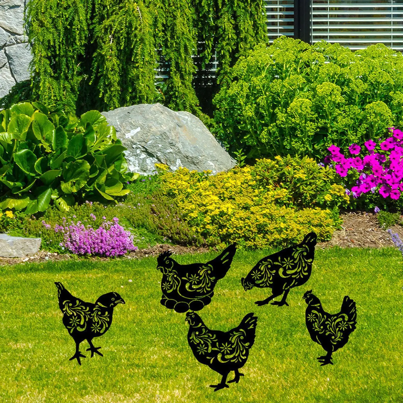

5 шт. металлические садовые колья для курицы, универсальное полое украшение для заднего двора