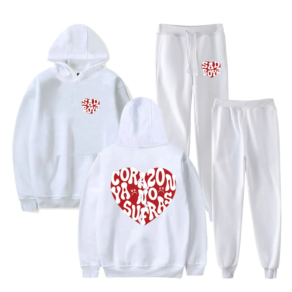 Junior H Heart No Sufras Sad Boyz Mania Tour Merch Hoodie Suit Pocket Drawstring Hoodie Streetwear Man/Woman Hip Hop Hoodies 