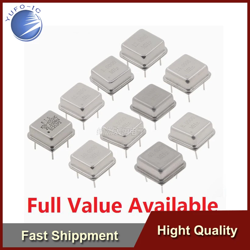 5PCS DIP-4PIN 4MHZ/4.9152/6MHZ/8MHZ/10MHZ/11.0592MHZ/12MHZ/20MHZ/22.184MHZ/24MHZ/40MHZ/50Mhz/M Square Active Crystal Oscillator