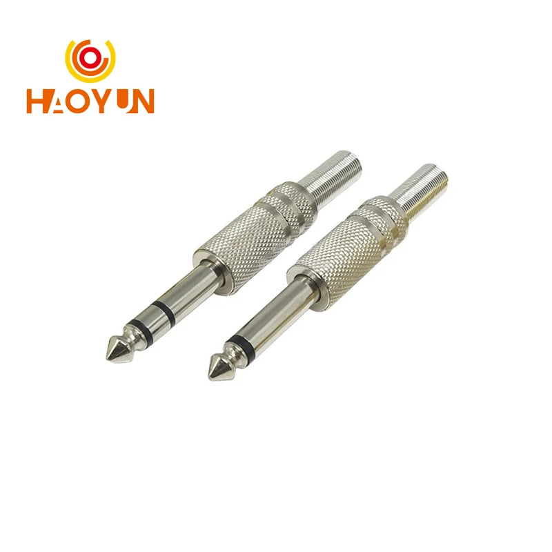 【2PCS】6.35mm/6.5mm 2Pole Mono Amplifier Plug 6.35 Stereo Metal Microphone jack plug-in Audio Connector for KTV