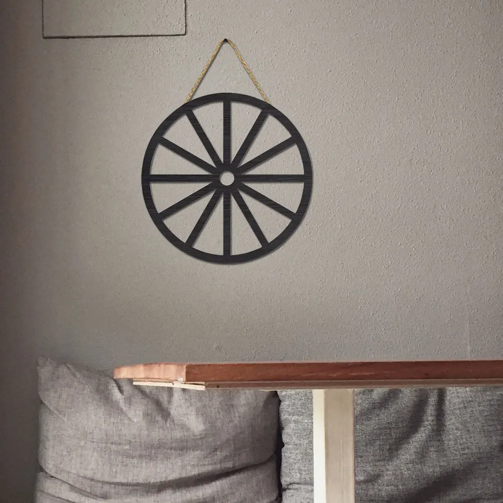 

2 Pcs Decorate Retro Wheel Decoration Office Outdoor Wall Wooden Rustic for Living Room