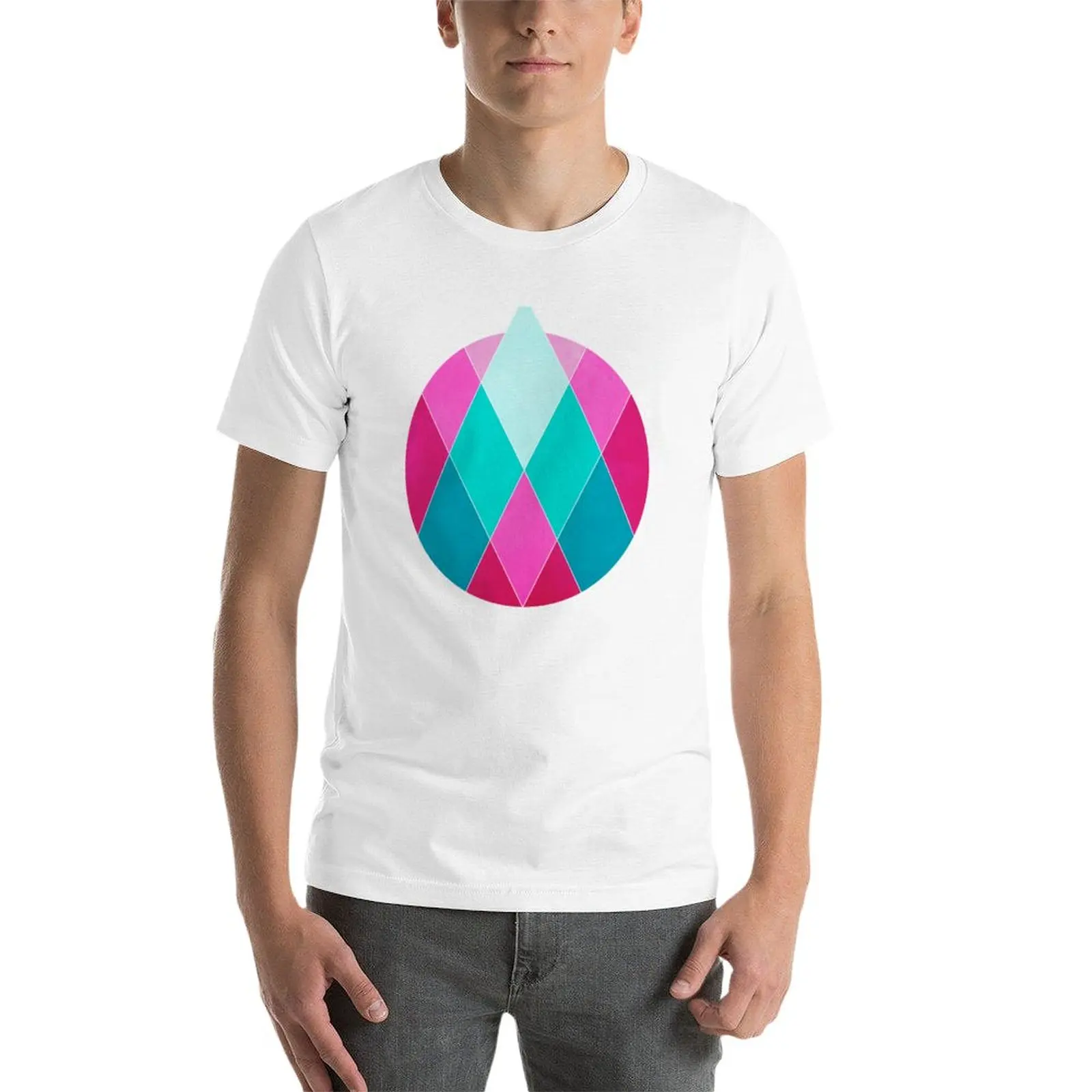 New Geometric Pink Mountain T-Shirt boys t shirts cute tops t shirts for men graphic
