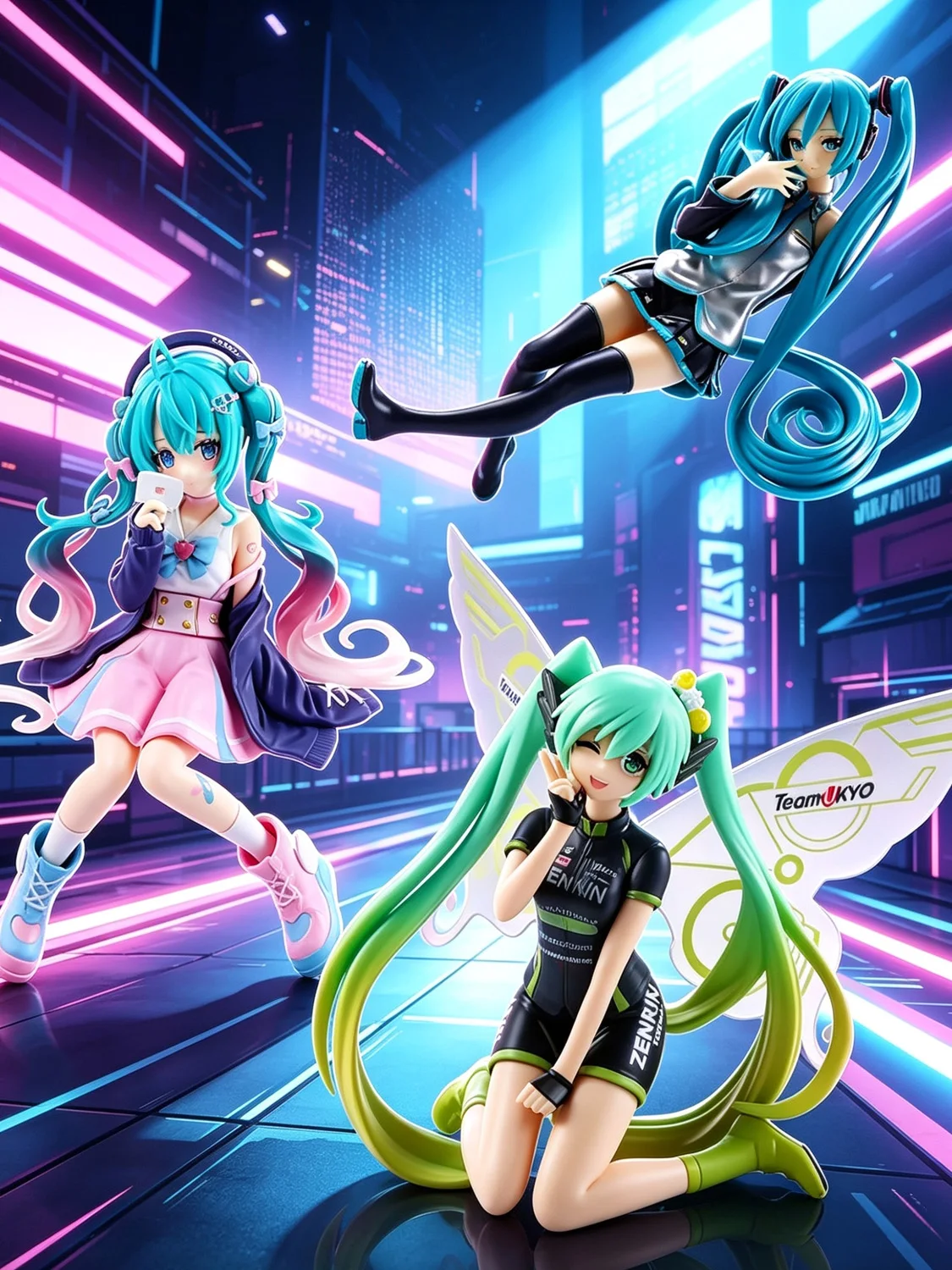 Hatsune Miku Anime-Figur in verschiedenen Stilen, sitzend, kniend, liegend, Statue, Sammlerstück für den Schreibtisch, Modell für Anime-Fans, Geschenk