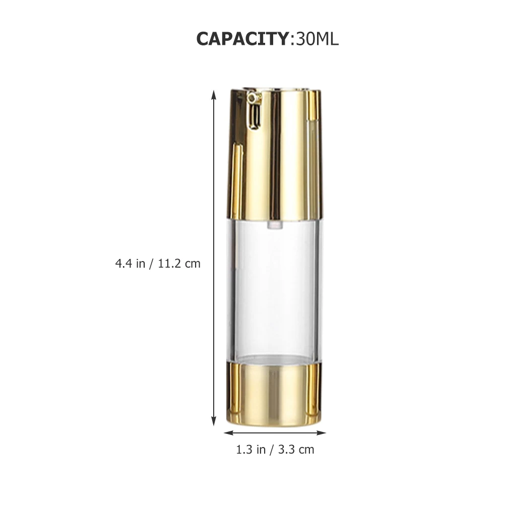 

3pcs 50ml Gold Pump Airless Lotion Bottle Travel Size Vacuum Toiletries Container Dispenser Refillable Skincare Tool