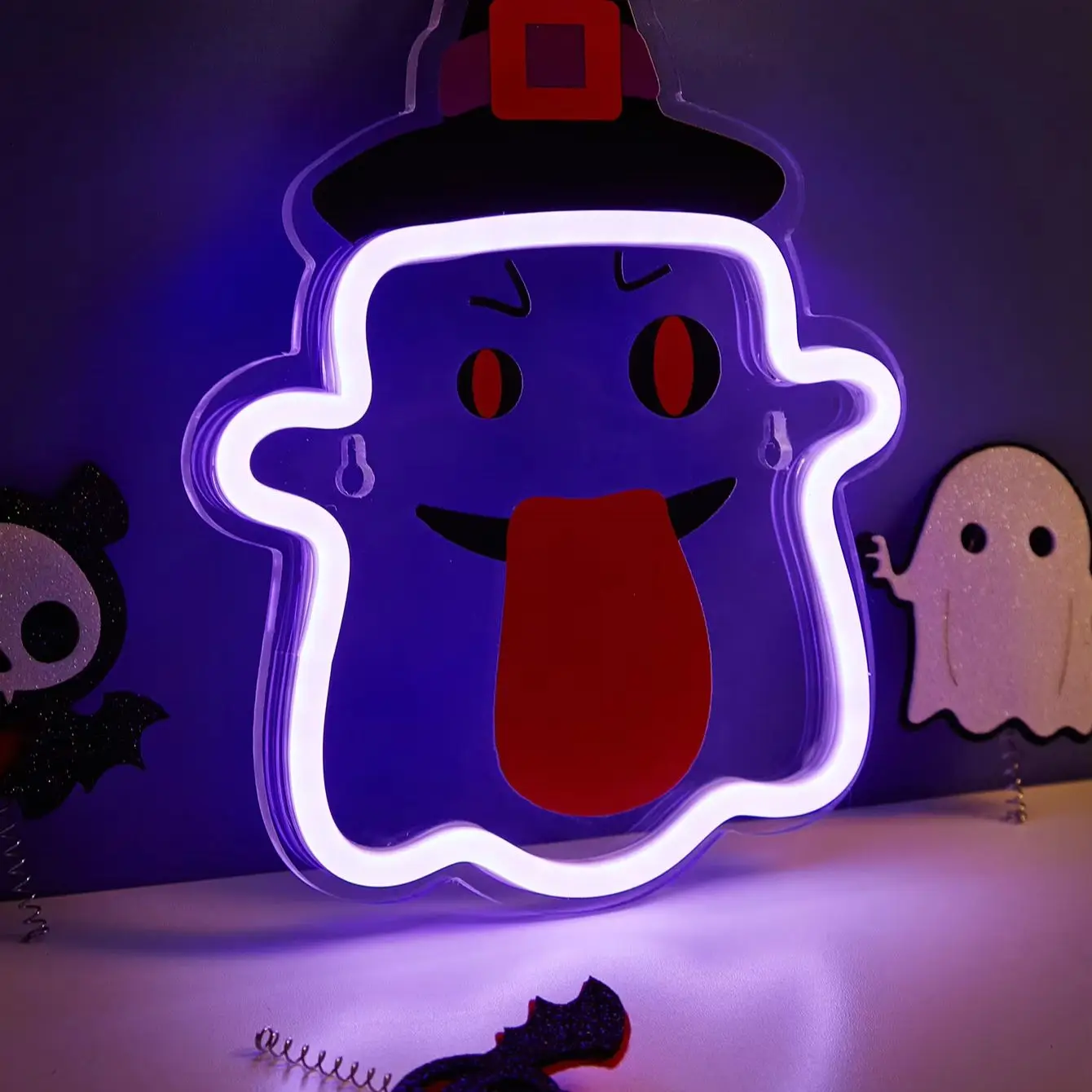 Chi-buy LED Neon tongued ghost USB Powered Neon Signs Night Light 3D Wall Art Bedroom Living Room Decor Lamp Signs