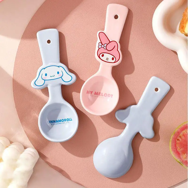 

Новинка кавайная ложка Sanrio My Melody Cinnamoroll Детская домашняя мультяшная Милая керамическая посуда десертная ложка для еды подарок для девочки