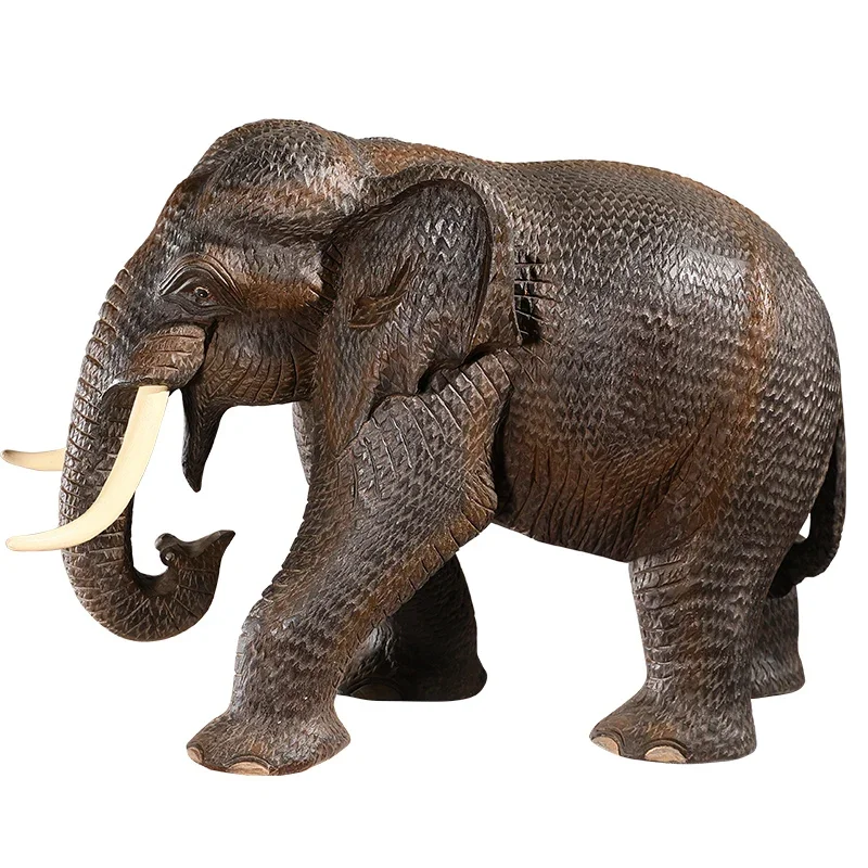 South East Asia decoration, Thai solid wood elephant ornament Thai living room lucky entrance wood carving handicrafts