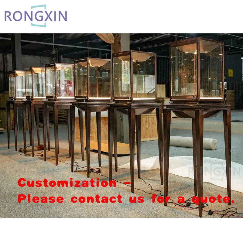 custom.Retail Design Supermarket Mall Showroom Square Glass Jewelry Display Showcase Kiosks Jewelry Display Retail Sho