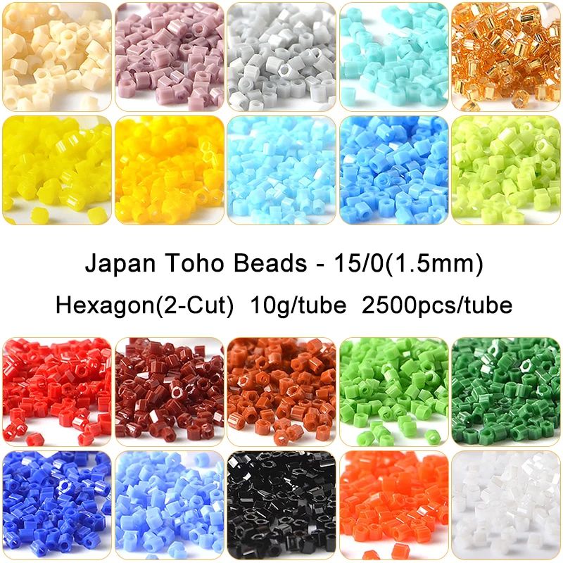 1.5mm Japan TOHO Glass Beads 15/0 Hexagon Shape 10g 2500pcs 2-Cut Glass Seed Bead  For Needlework Handemade Jewelry Making