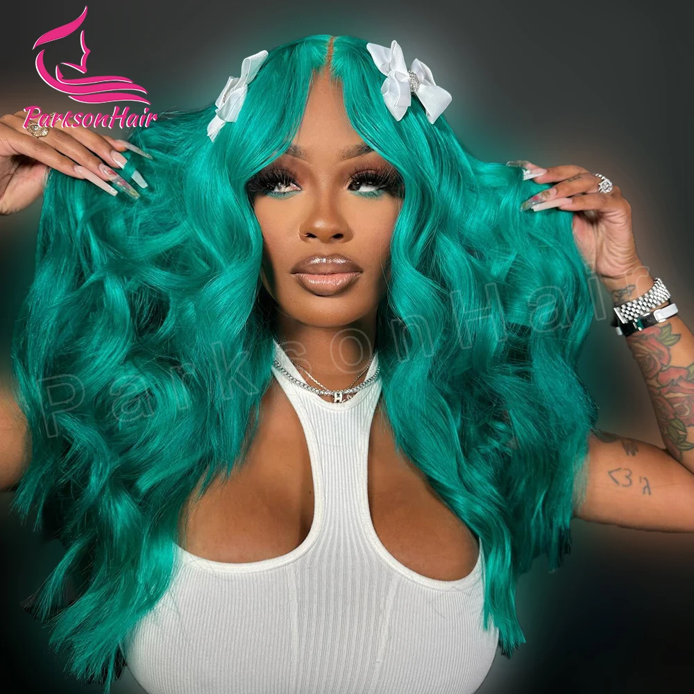 

Green Wear And Go Glueless Human Hair Wigs Preplucked Brazilian 13x6 HD Lace Frontal Human Hair Wigs 613 Colored Ready To Wear