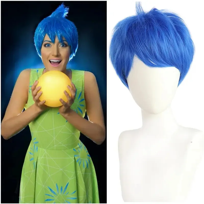 

Blue Short Wavy Wig Men Cosplay Wig for Pixie Costume Anime Cosplay Wig Synthetic Party Fairy inside out wigWigs