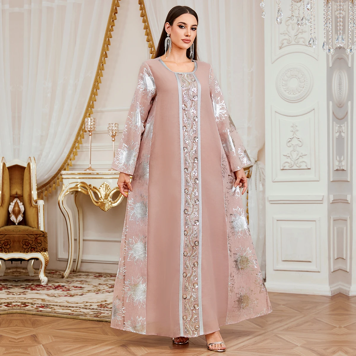 

Абая Ид женское платье с бисером и блестками Рамадан Джалабия с вышивкой мусульманское вечернее платье-кафтан халат Vestido Largos длинные платья 2026