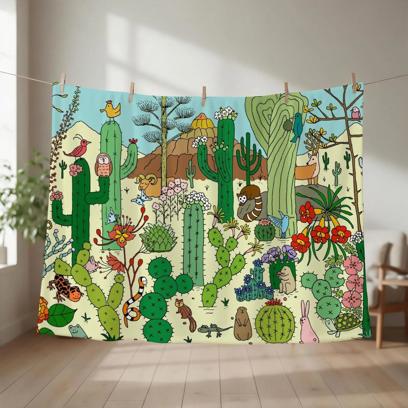 Arizona Desert Museum Throw Blanket couch cozy soft plush fuzzy picnic outdoor blanket