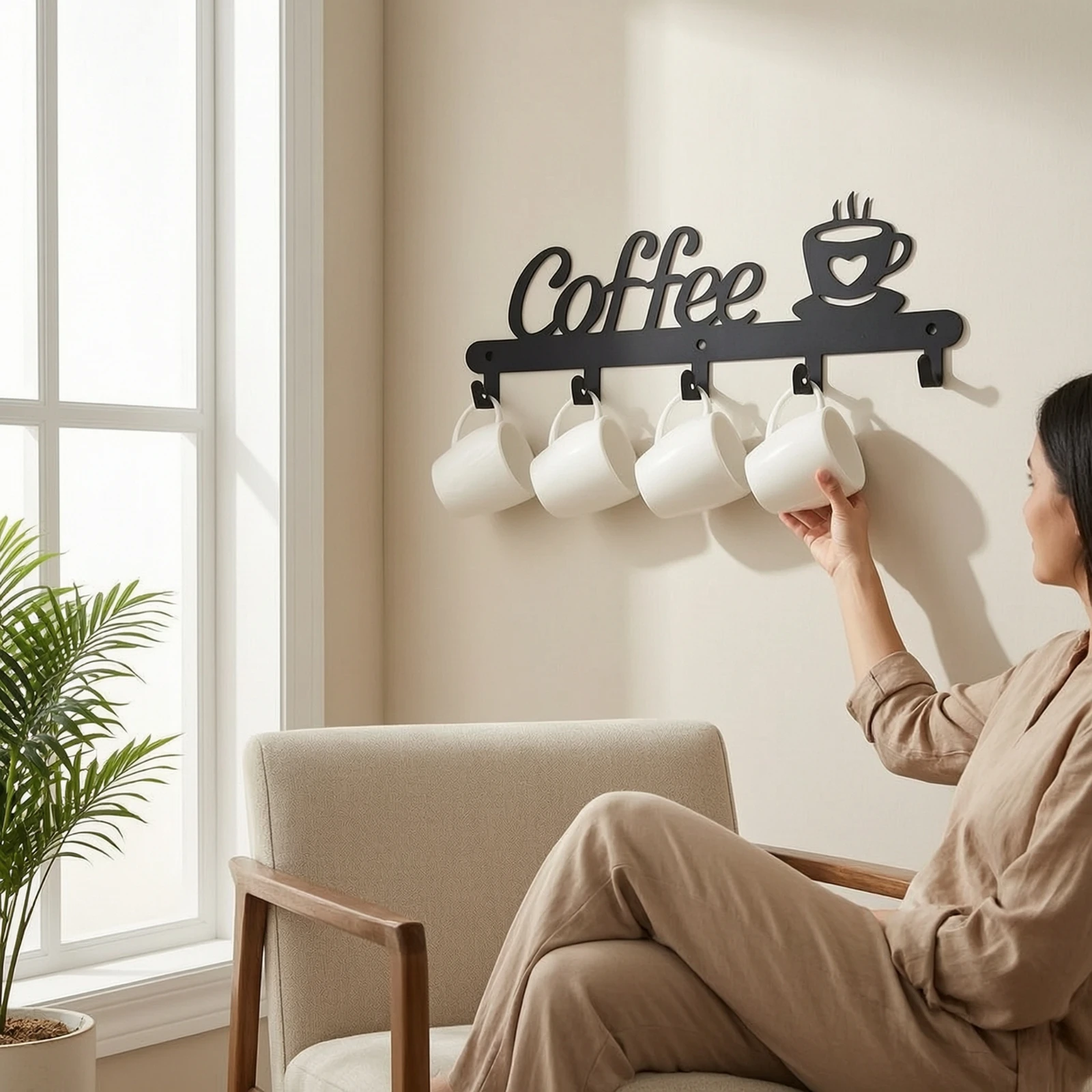 

Coffee Mug Rack Decorative Coffee Mug Holder Convenient Sturdy for Kitchen
