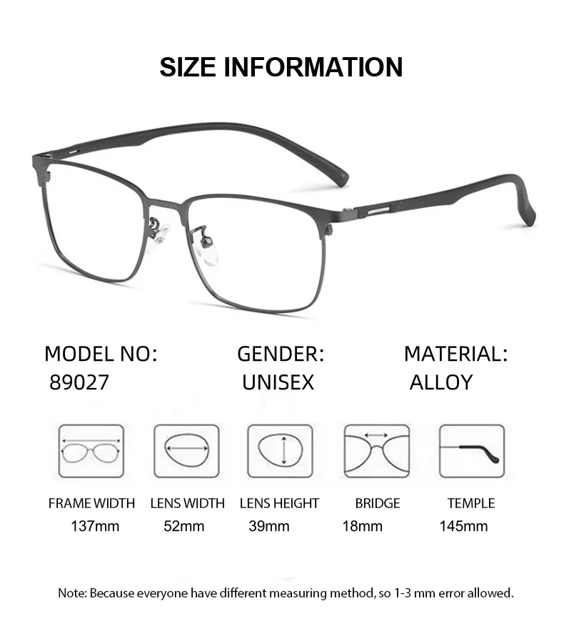 ELECCION 처방 렌즈 안경 합금 프로그레시브 광학 안경 남성 여성 안경 프레임 근시 마이너스 렌즈 광변색