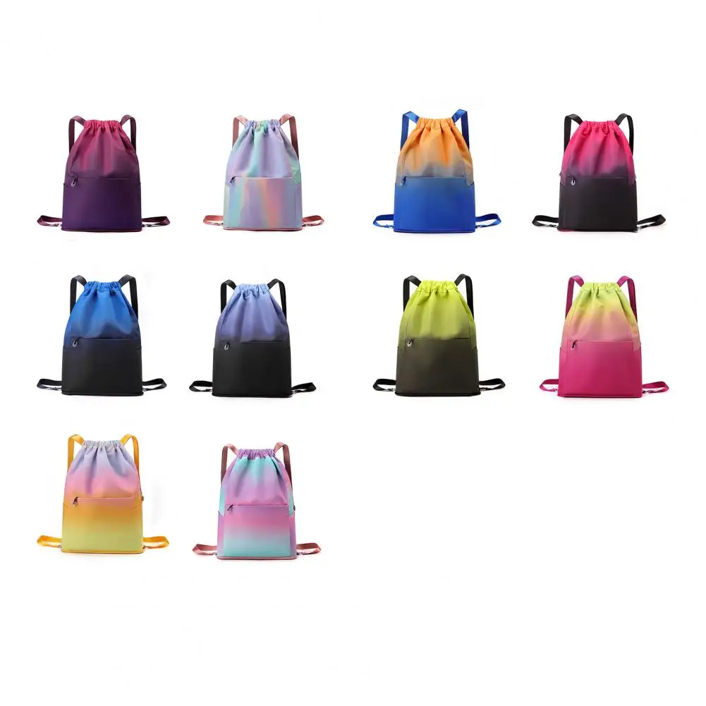Gym Backpack with Waterproof Materials Drawstring Bag for Pool Days Gradient Color Drawstring Sports Backpack for Men Women