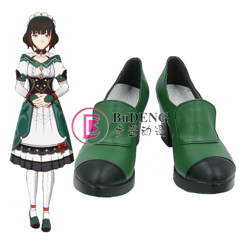 

Genshin Impact Katheryne Cosplay Shoes Women Men Katheryne Cos Green Anime Fashion Cosplay High Heels