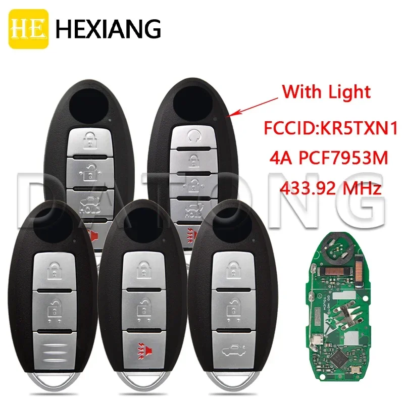 HE Xiang Remote Control Car Key For Nisan Rogue Kicks S Sport 2018 2019 2020 4A Chip 433.92MHz KR5TXN1 Promixity Keyless Card