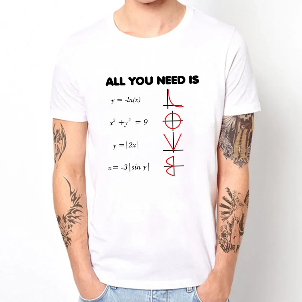 Summer Fashion Graphic T Shirts  All You Need Is Love Math T Men's Short Sleeve O-Neck Casual Tee Tops Clothes Tumblr Shirts