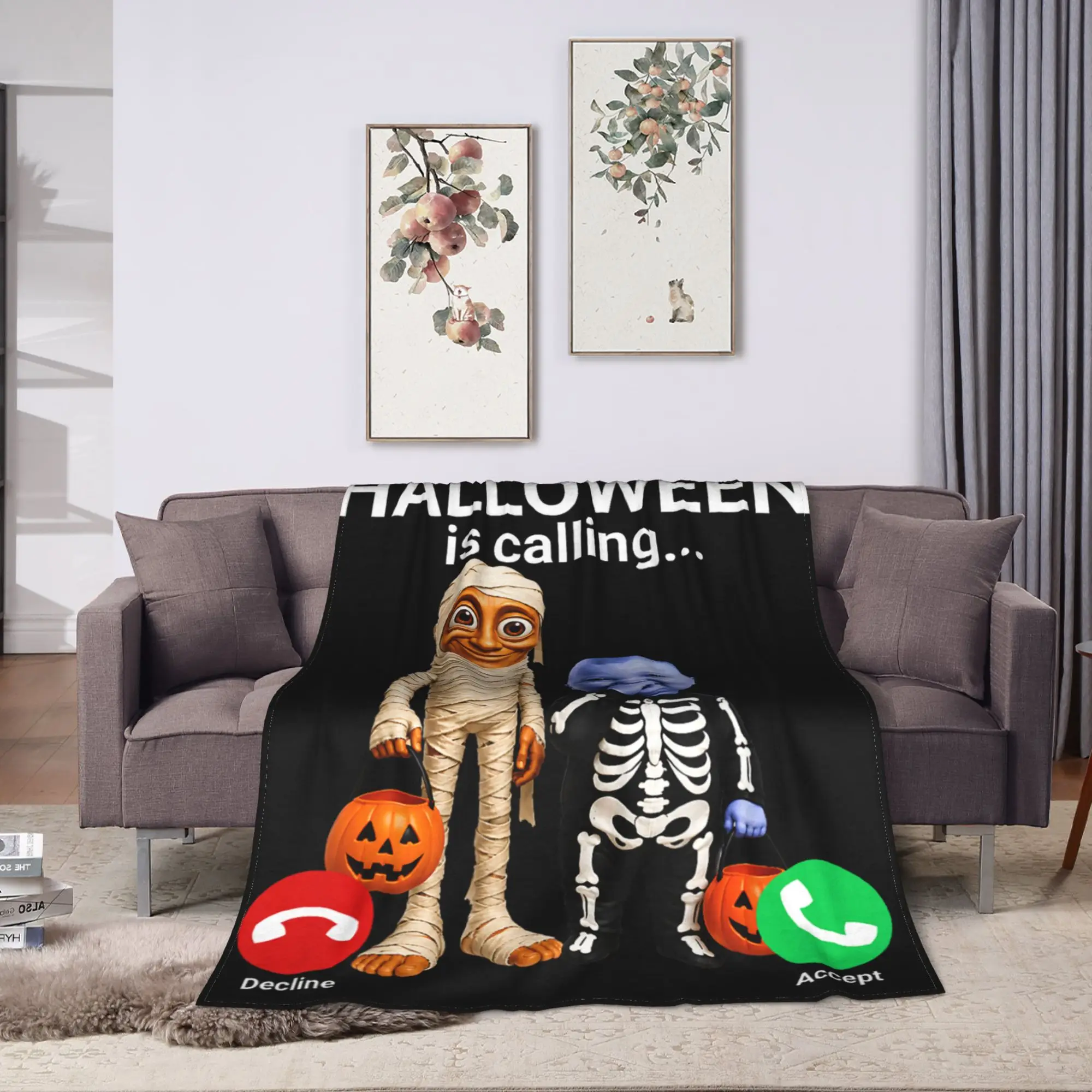 Warm Blankets Plane Travel Halloween Tung Tung Tung Sahur AI Baby Throw Blanket Casual  Bedspread For Outdoor