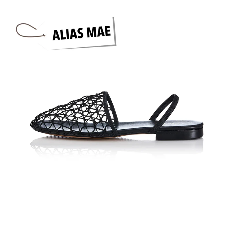 صنادل نسائية من ALIAS MAE بتصميم جديد من جلد الخراف بمقدمة شبكية، نعل مسطح، طراز بسيط وعصري