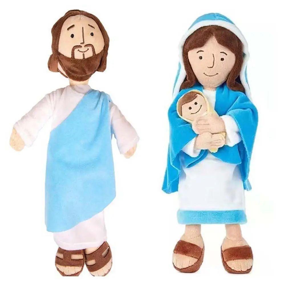 Jesus Plüschtier, Jungfrau Maria Weiche Puppe, Reise-Esel im Krückenstil, Gestopfter Christus, Religiöser Erlöser mit Lächeln, Geschenk für Gläubige und Kinder – Detail 1