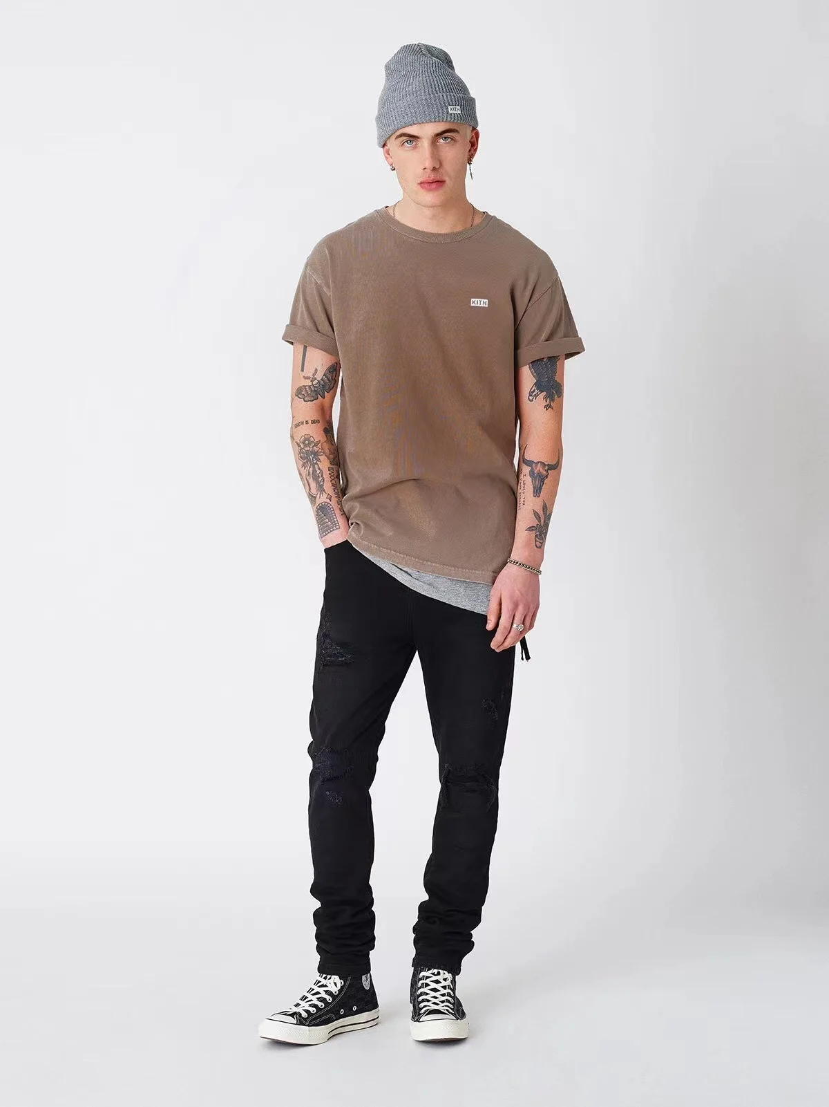 American Simple Casual KITH  Color Embroidery Street round Neck Loose Couples Short Sleeve T-Shirt Breathable Summer