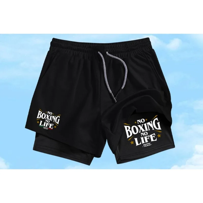 

Cycling Men's Double Layer Sports Shorts Quick Drying and Breathable Fitness 2-in-1 Training with Phone Pocket Multi-functional