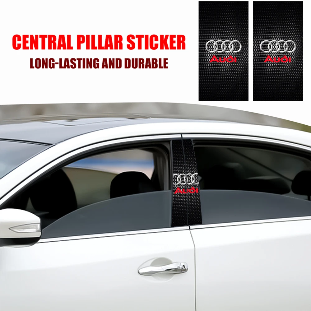 Car Middle Column Creative Stickers B-Pillar Decorative For Audi Sline Quattro Q7 Q5 Q3 A4 B8 8P A3 A6 C7 TT S3 S4 S5 S6 S7 RS