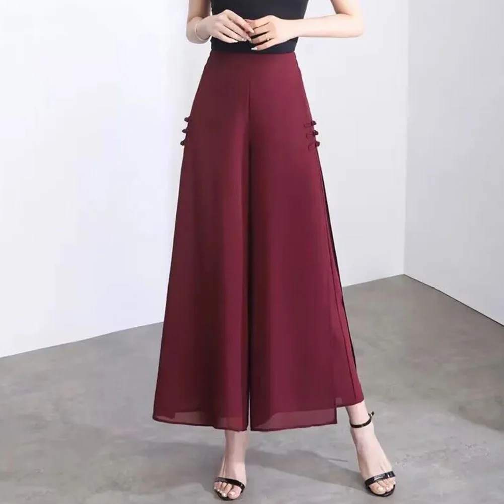 

Повседневные брюки в китайском стиле, фиолетовые, тонкие, эластичные, с боковыми разрезами, стандартной длины