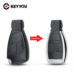 KEYYOU-carcasa de llave de coche de 2/3/4 botones para Mercedes Benz B C E ML S CLK CL, repuesto modificado, actualización de funda de llave inteligente para automóvil