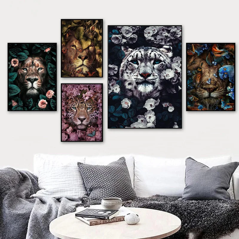 

Flower animal head high definition micro spray canvas painting living room bedroom decoration painting