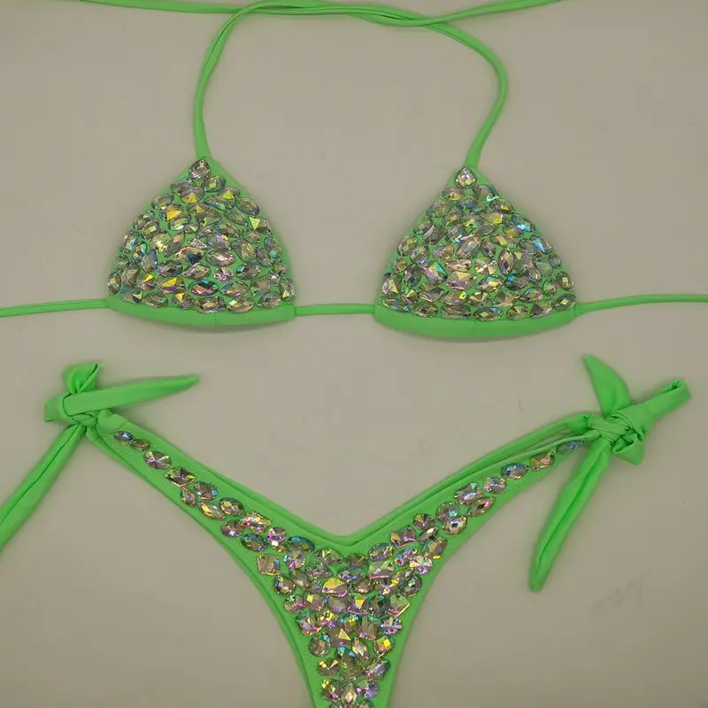 2026 Newest Crystal Bikini Swimwear Bar Bikini Fashion Bi kini Swimming Suit Bar Bik ini Top Diamond Bikini Handmade Bi kini Set view 4