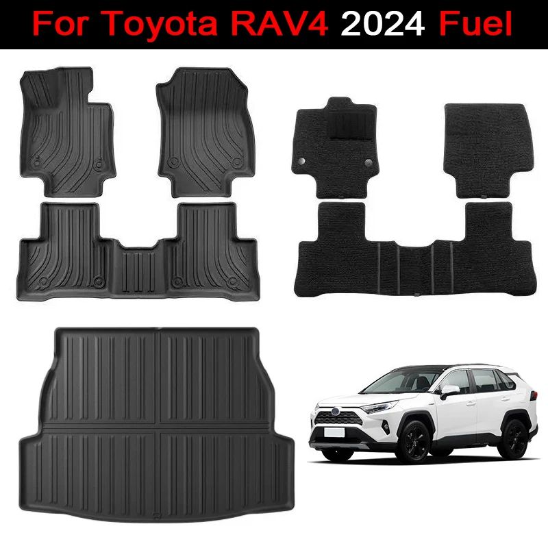 

Car Floor Mats for Toyota RAV4 Fuel 2024 Cargo Liner Trunk Mat TPE 3D All-Weather Accessiories LHD Black
