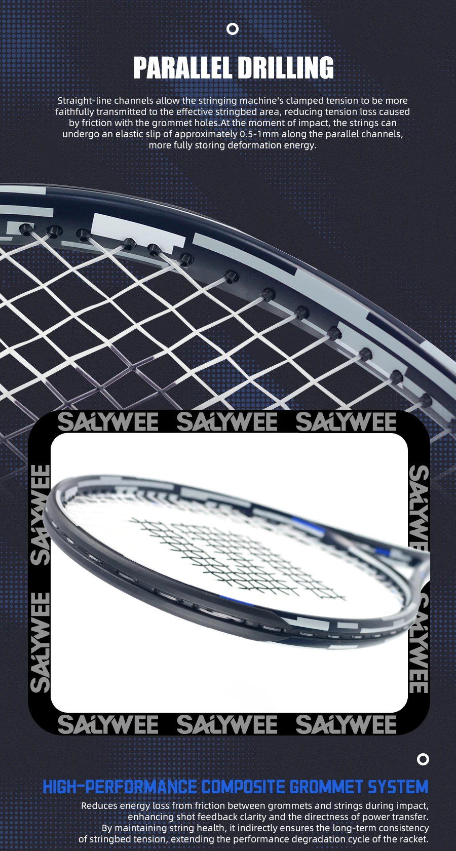 UNI360 T800 Vollcarbon Premium Profi-Tennisschläger, 52-62 lbs, 340mm Balance, Ultraleicht 280±10g, Power & Kontrolle – Detail 7