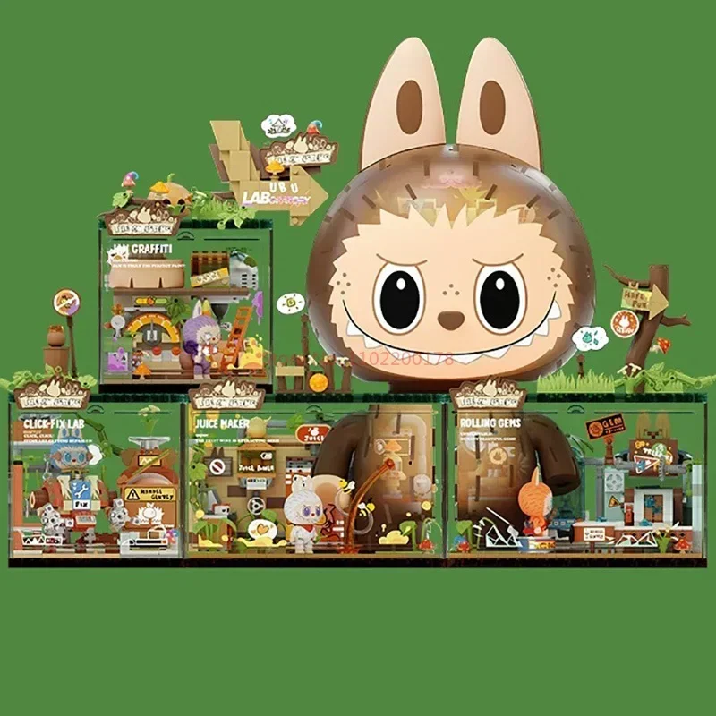 

Genuine The Monsters Lbubu Forest Secret Base Assembly Figure Cute Lbubu Blocks Action Figurine Anime Model Doll Toys