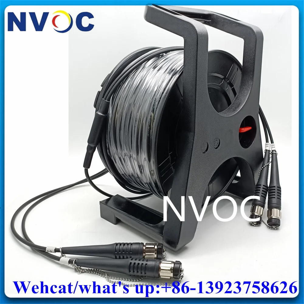 8Cores 150M OM3-150 OM3-300 ODC Round Male Outdoor Armored Fiber Patch Cord with PCD310 Reel and 4Pcs ODC-LC 1M 5.0mm TPU Cable