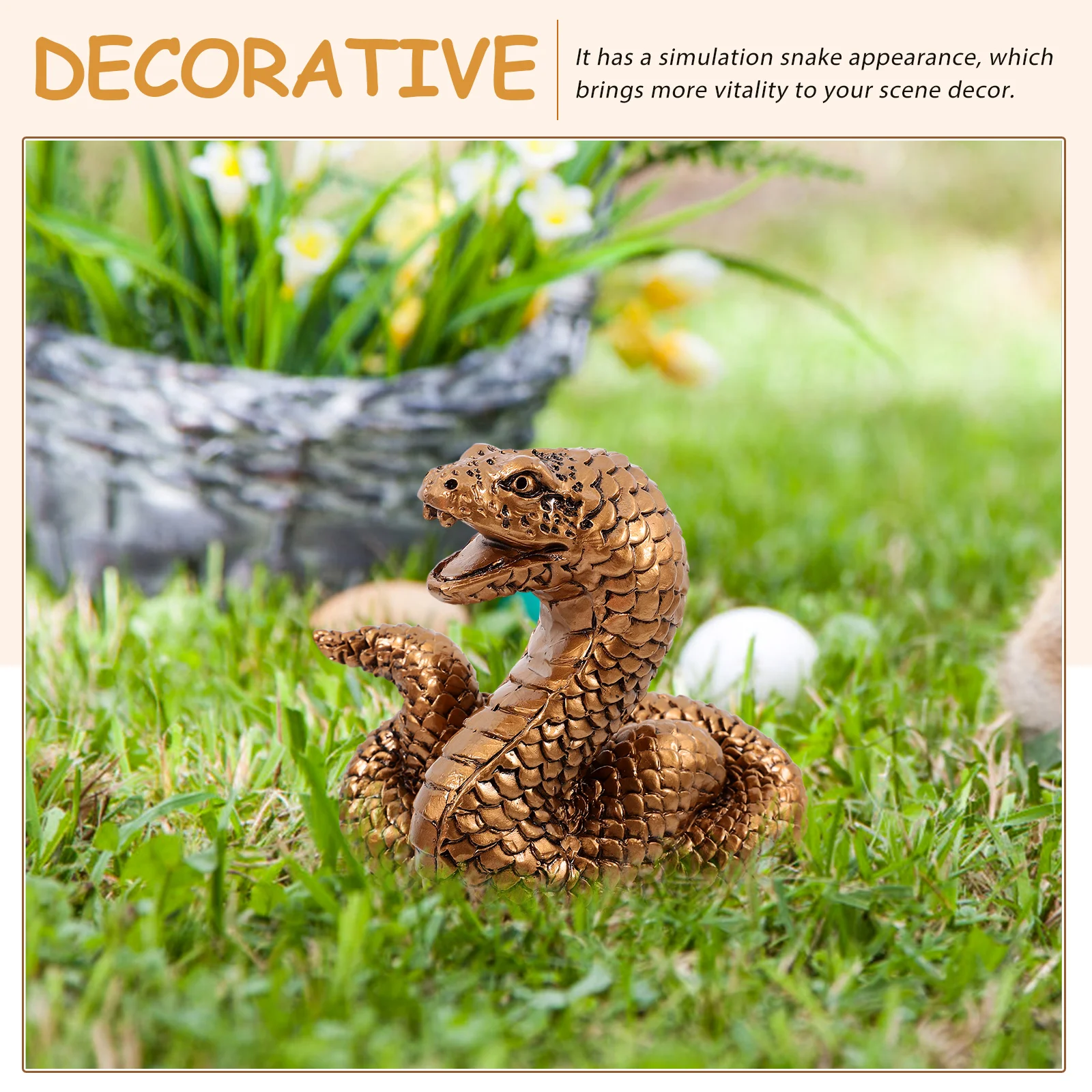 

Resin Snake Sculpture Zodiac Statue Small Lightweight Desktop Garden Decor Realistic Simulation Wealth Ornament