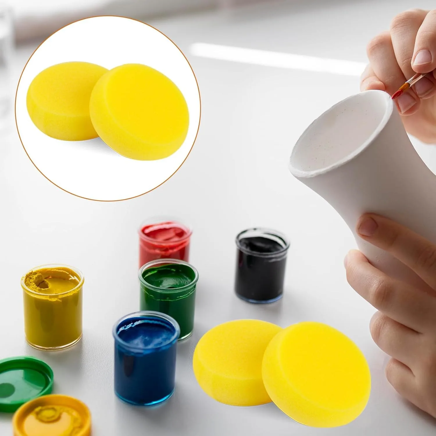 1-20pcs Ceramic Sponge Round Shape Throwing Water Absorbing Foam Pottery Sculpture Ceramic Foam Cleaning Tools Accessories