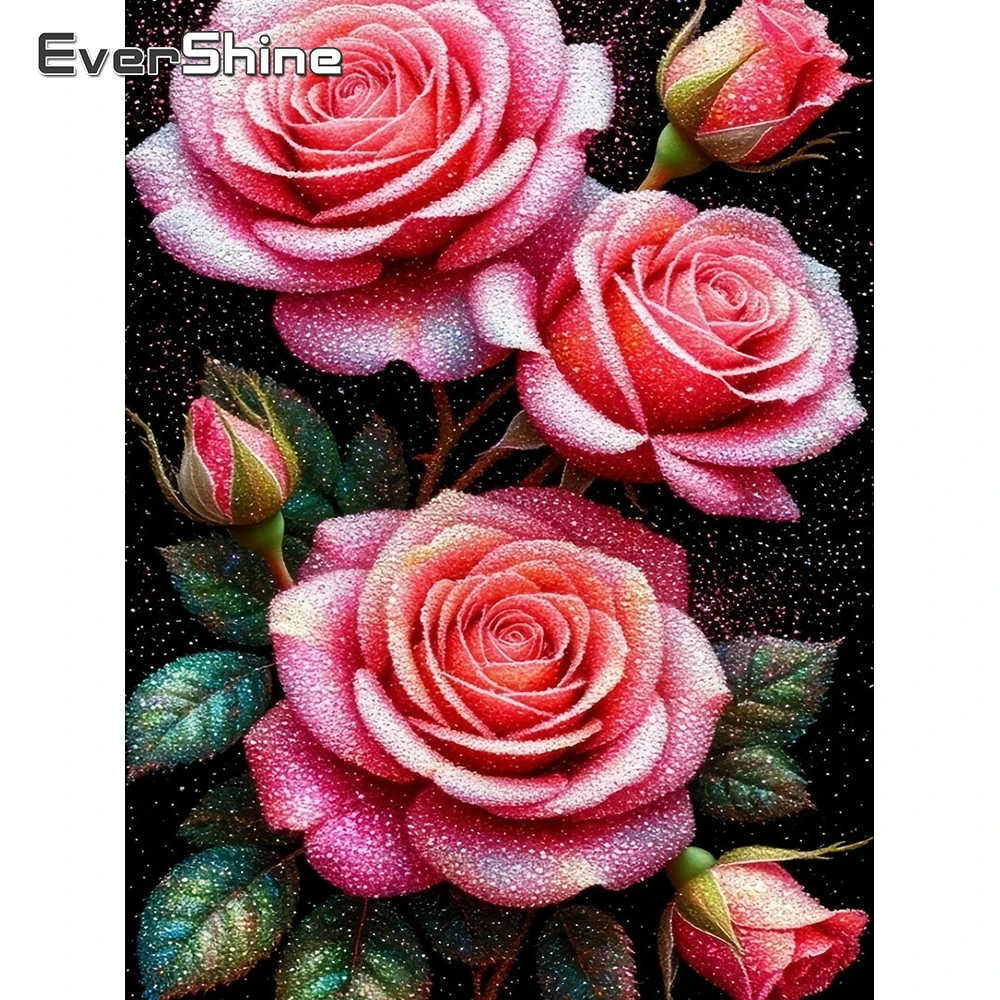 EverShine 5D Diamant-Mosaik Blumenbild Strass-Gemälde Rose Vollquadratische Diamant-Stickerei Bastelset Wanddekoration