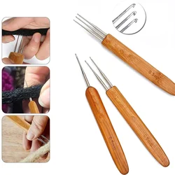 Professional Dreadlocks Crochet Bamboo Handle Hook 0.5Mm 0.75Mm 1-Hook 2-Hooks 3-Hooks Needle for Dreadlocks Needle 3Pcs/Set